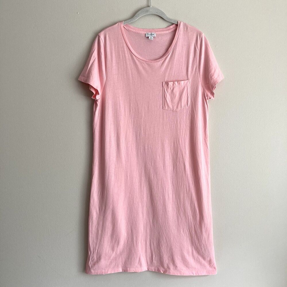 J Crew Shirt Dress Womens Medium Pink Short Sleeve Casual 100% Cotton Preppy